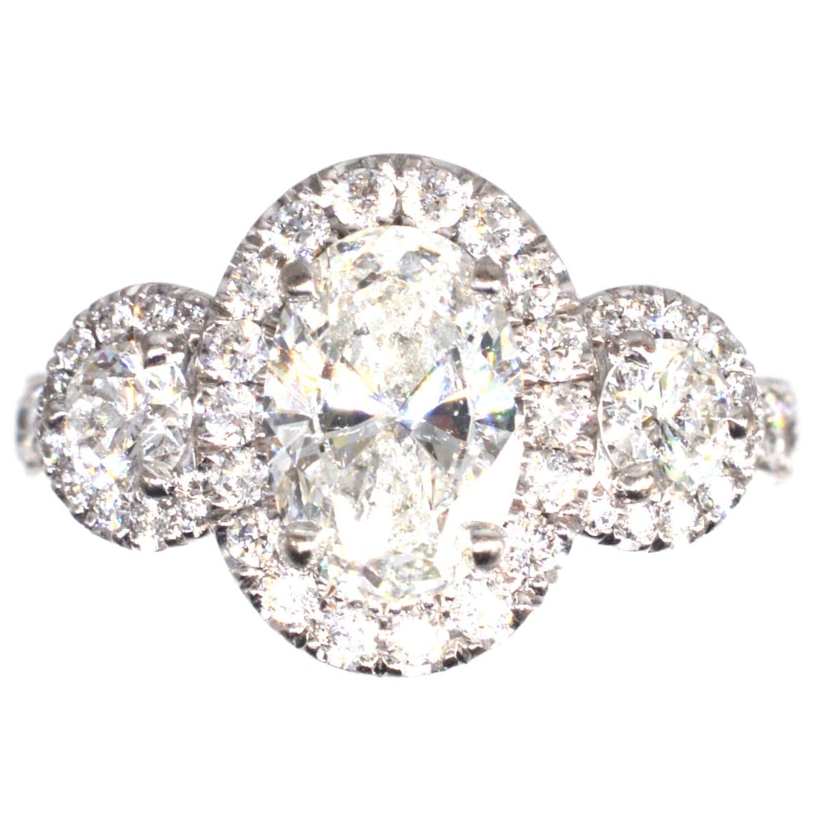 Modern Three Stone Diamond Cluster Ring For Sale
