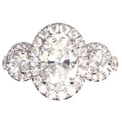 Modern Three Stone Diamond Cluster Ring