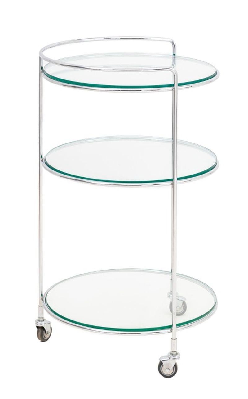 Mid-Century Modern Modern Three-Tier Chrome Plated Glass Bar Cart For Sale