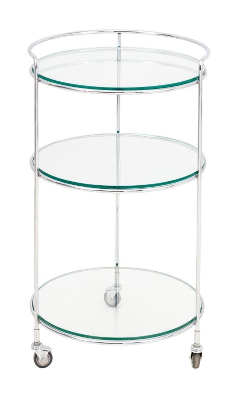 20th Century Modern Three-Tier Chrome Plated Glass Bar Cart For Sale