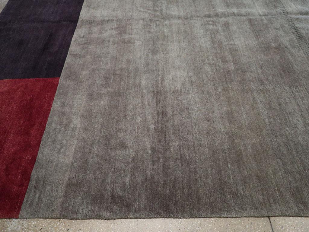 Contemporary Modern Tibetan Art Deco Large Square Carpet For Sale