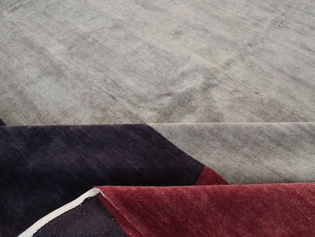 Modern Tibetan Art Deco Large Square Carpet For Sale 2