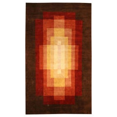 Tappeto moderno in seta tibetana Art Deco - Composizione radiosa di ombre, Doris Leslie Blau