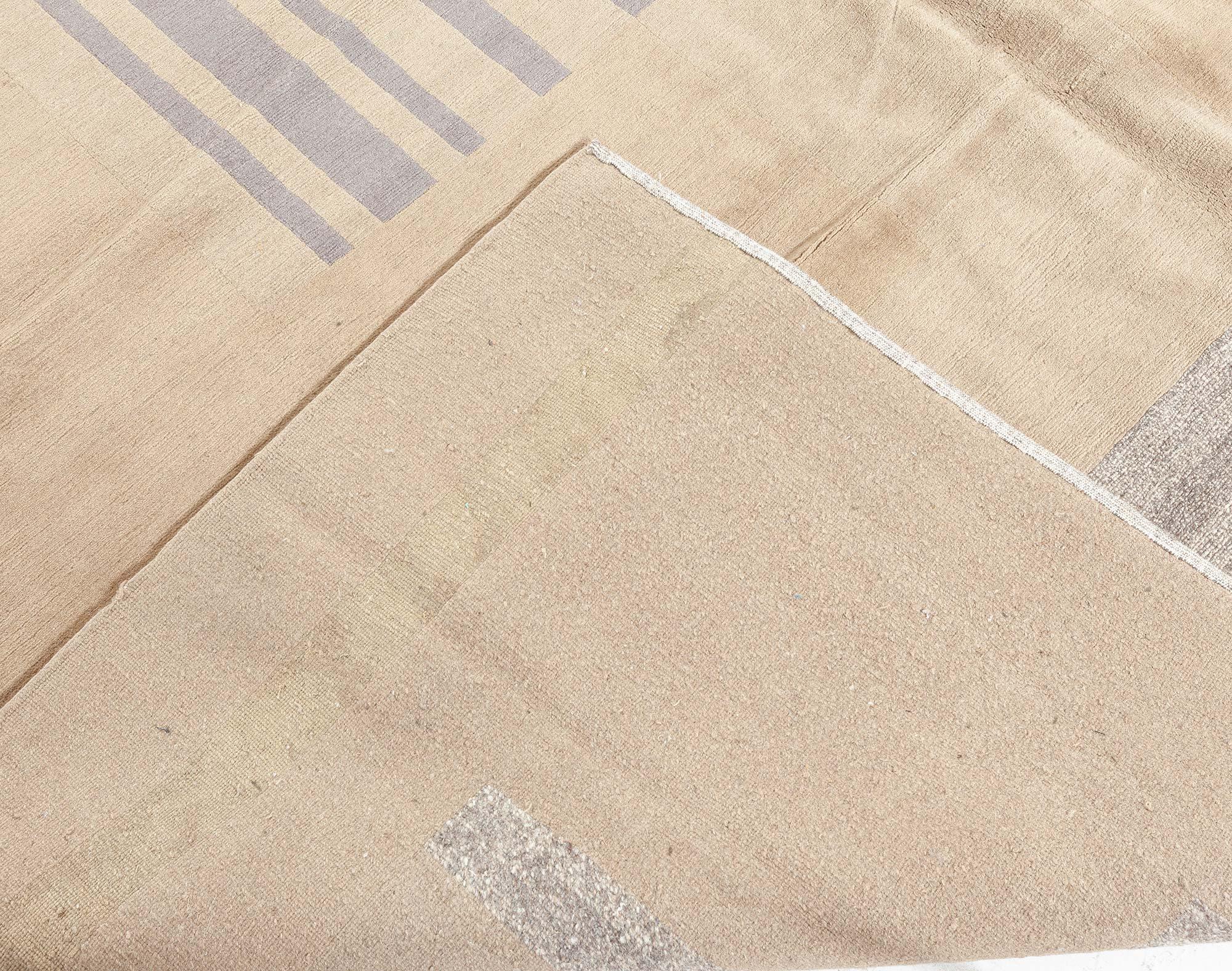 Nepalese Tappeto moderno tibetano in seta e lana in stile Art Deco di Doris Leslie Blau in vendita