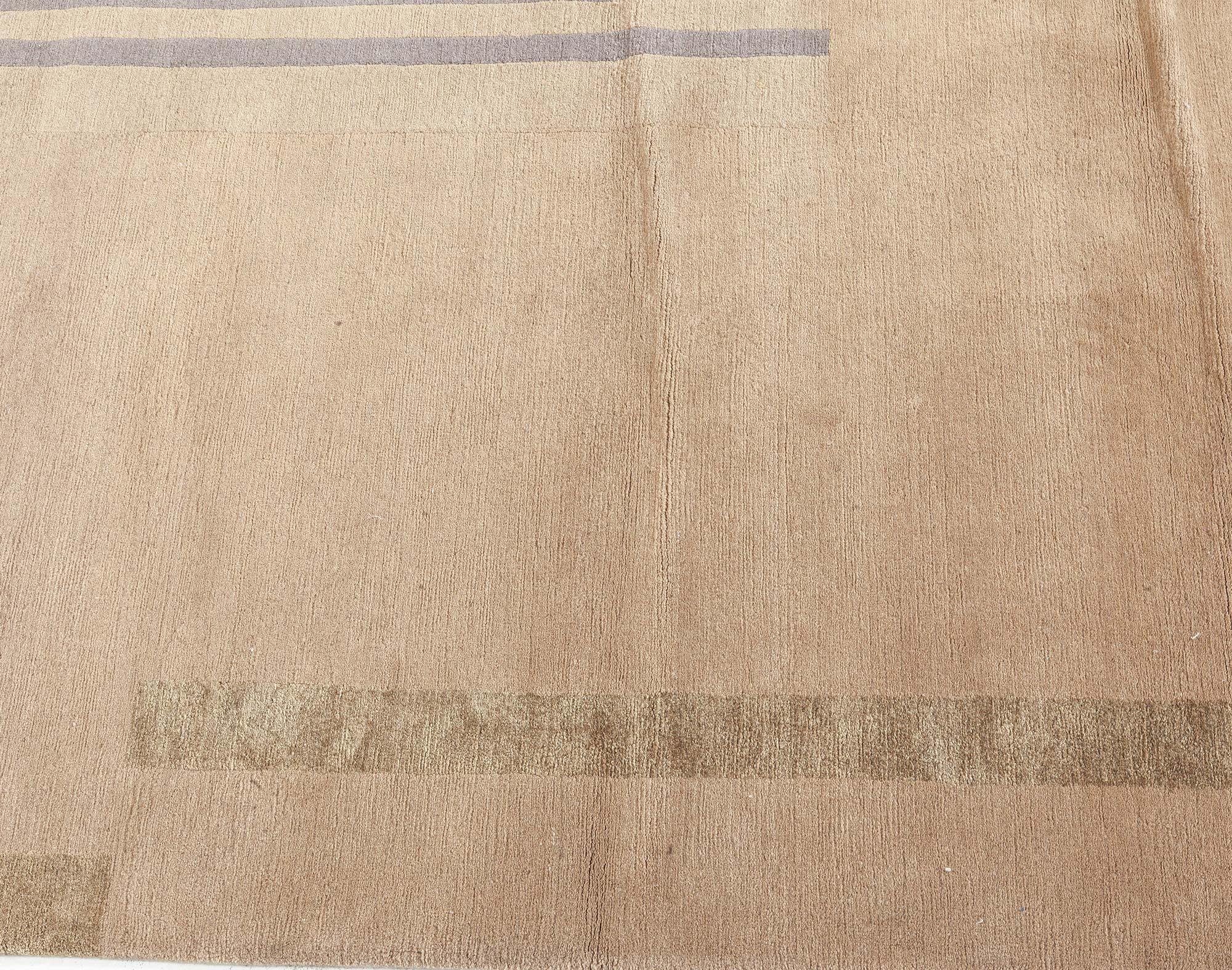 Lana Tappeto moderno tibetano in seta e lana in stile Art Deco di Doris Leslie Blau in vendita