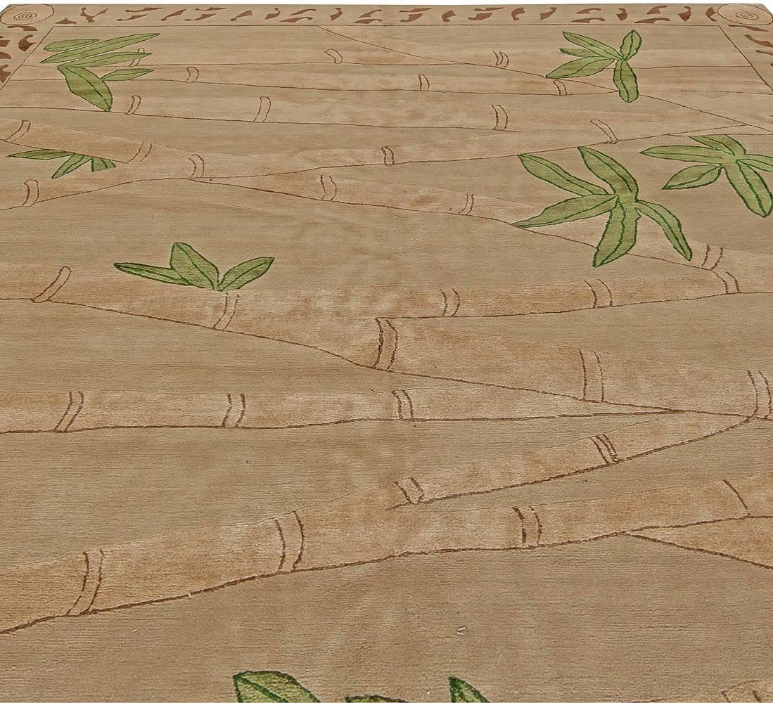 Moderne Tapis tibétain moderne en soie et laine 'Bamboo' de Doris Leslie Blau en vente
