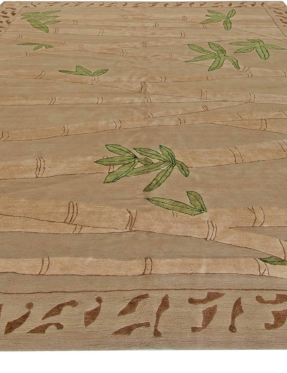 Népalais Tapis tibétain moderne en soie et laine 'Bamboo' de Doris Leslie Blau en vente