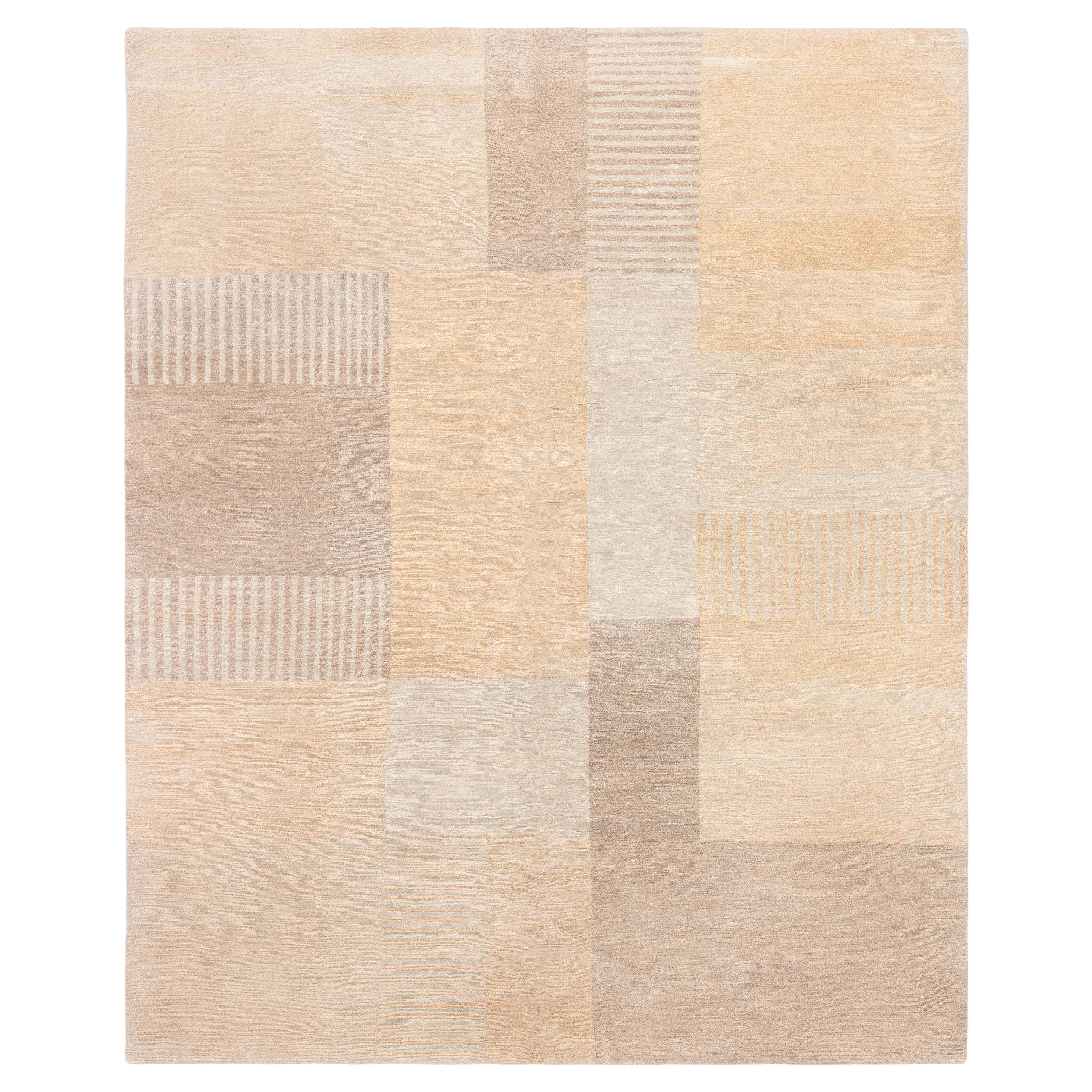 Moderner tibetischer Bauhaus-Wollteppich von Doris Leslie Blau im Angebot