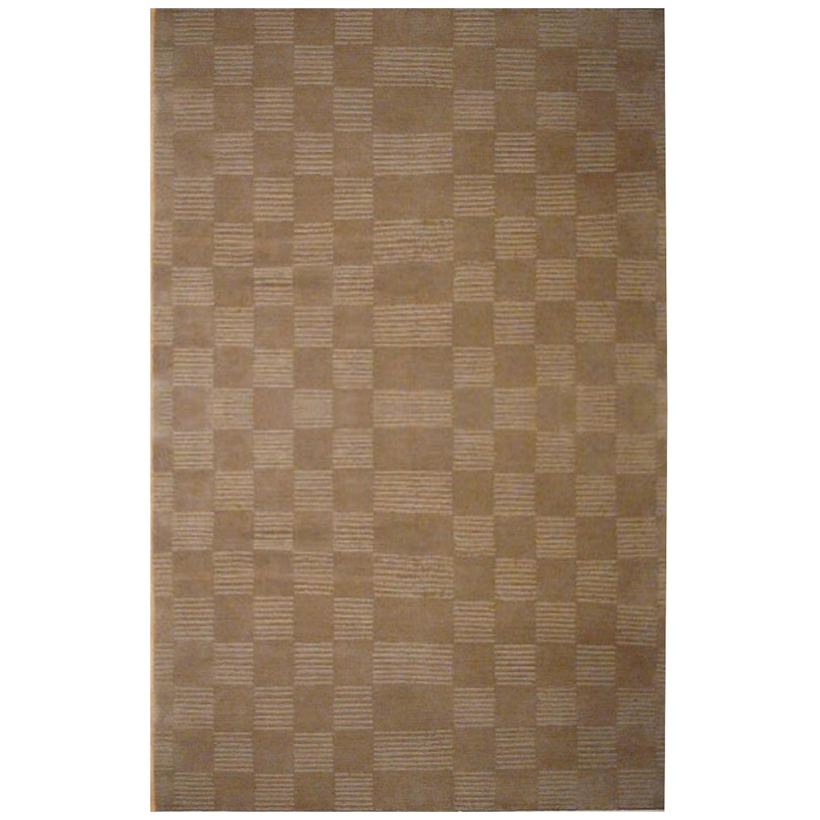Moderner moderner Teppich mit tibetischem Design und handgeknüpften Quadraten