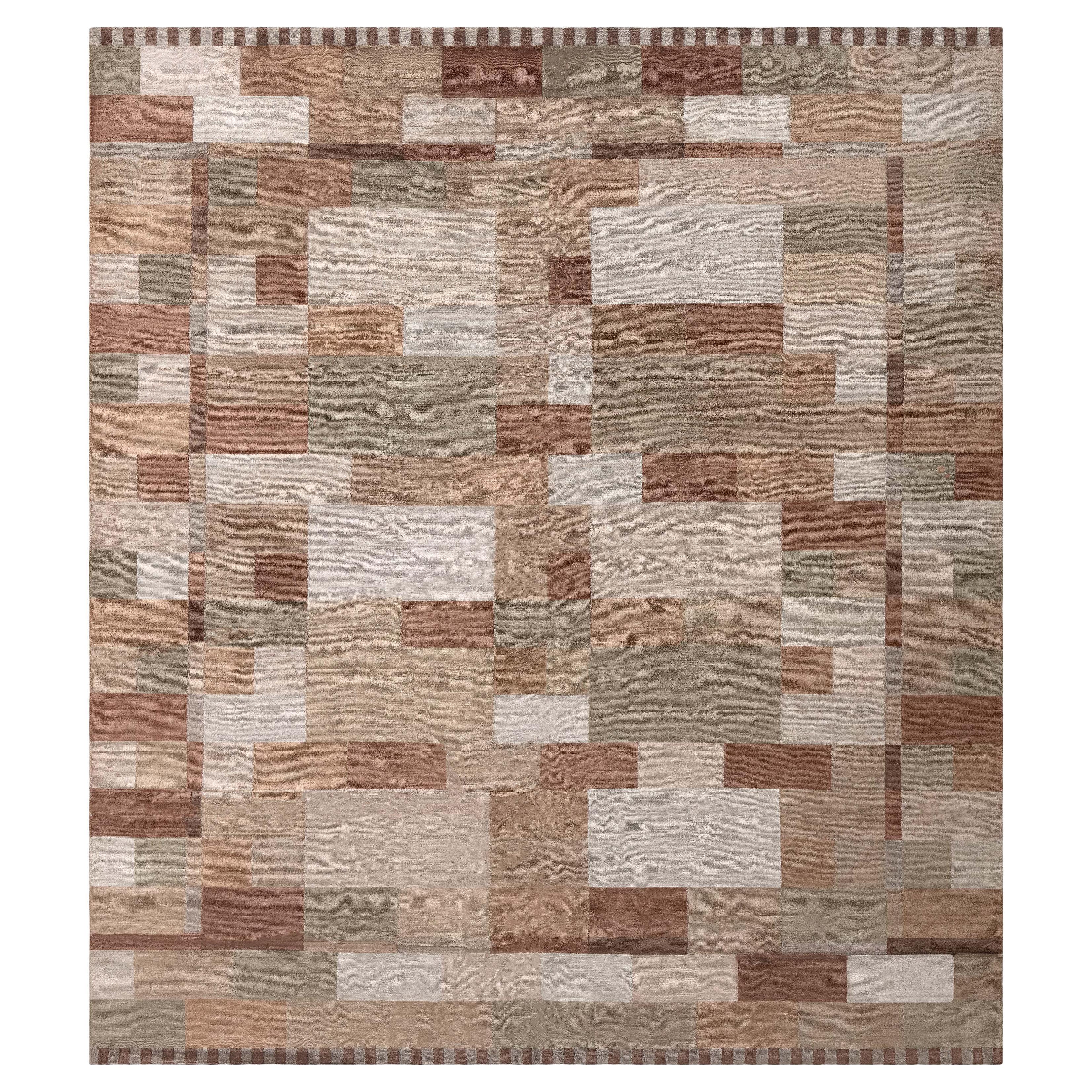 Modern Tibetan “Dune” Design Hand-Knotted Silk Rug by Doris Leslie Blau