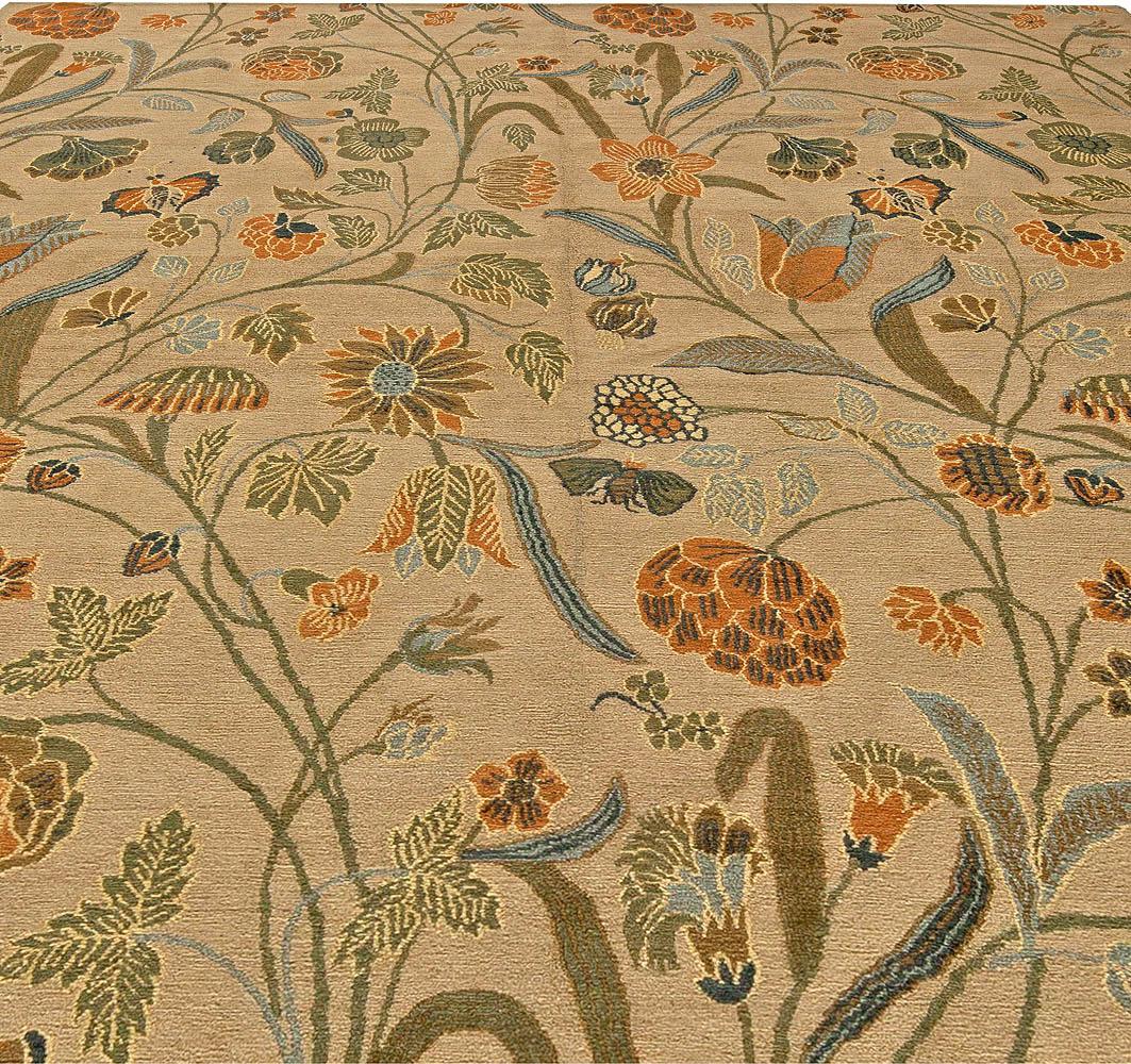 Modern Tibetan European inspired floral handmade wool rug by Doris Leslie Blau
Size: 9'0