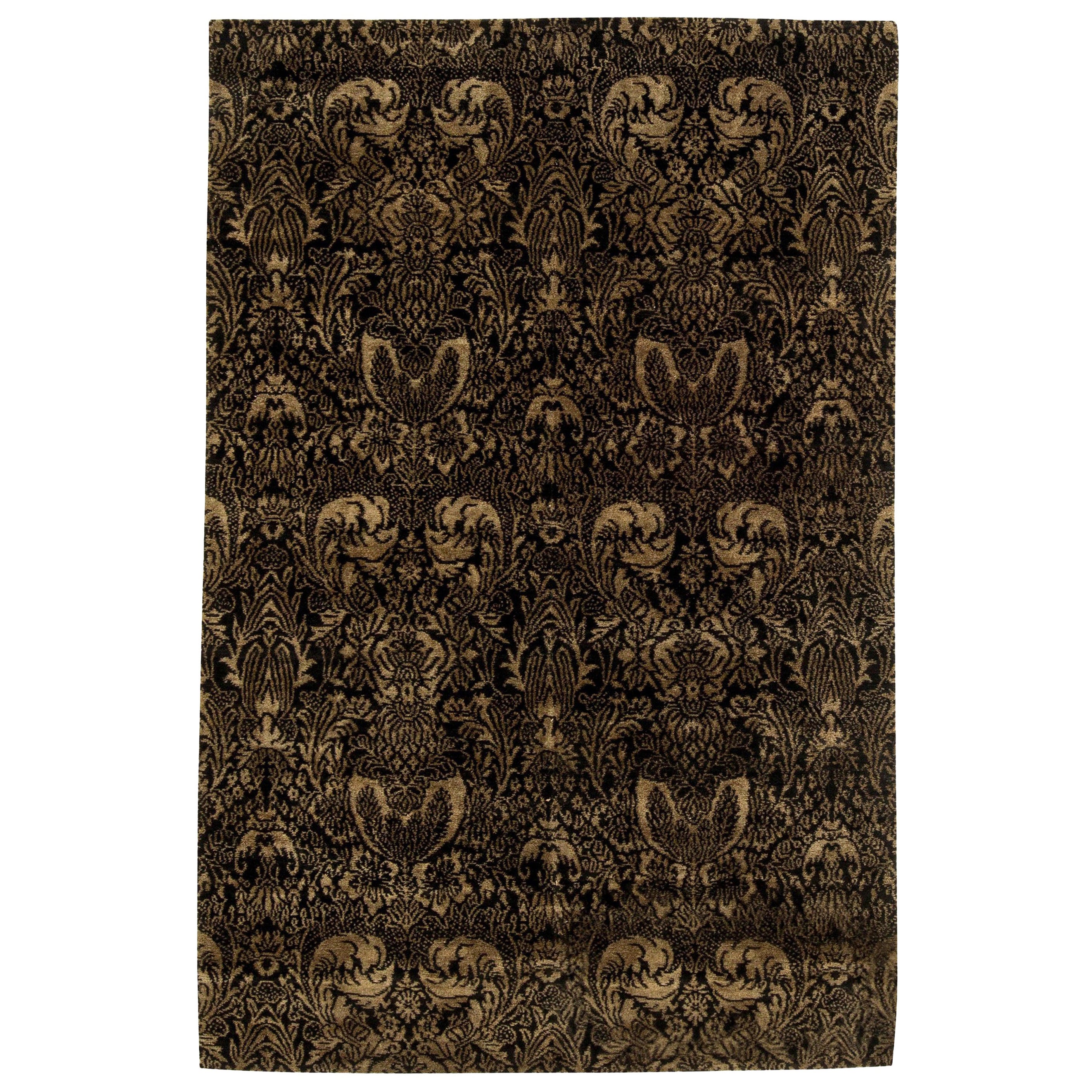Tapis tibétain moderne en laine et soie d'inspiration européenne par Doris Leslie Blau en vente