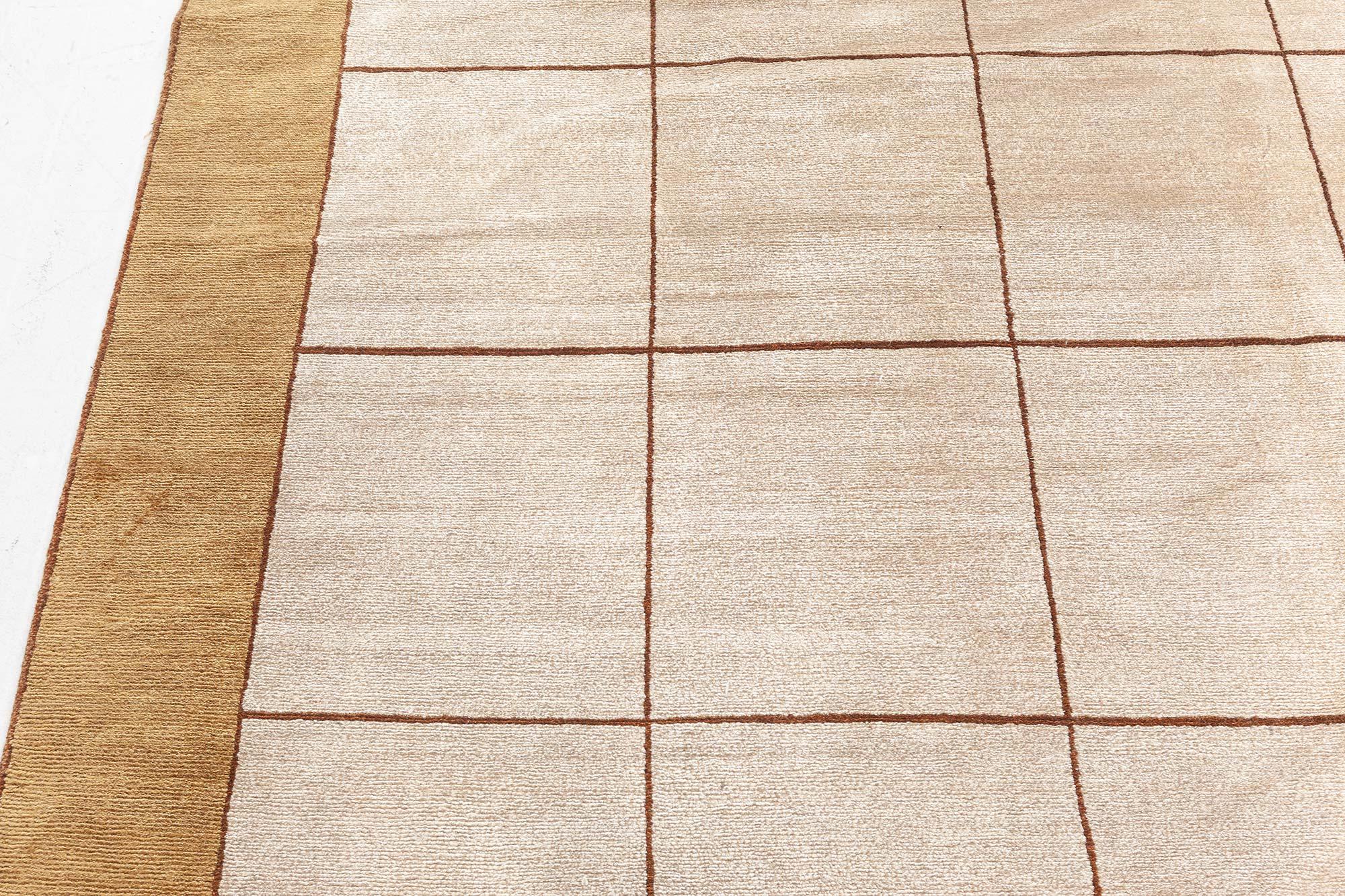 Tissé à la main Tapis tibétain moderne géométrique en soie par Doris Leslie Blau en vente