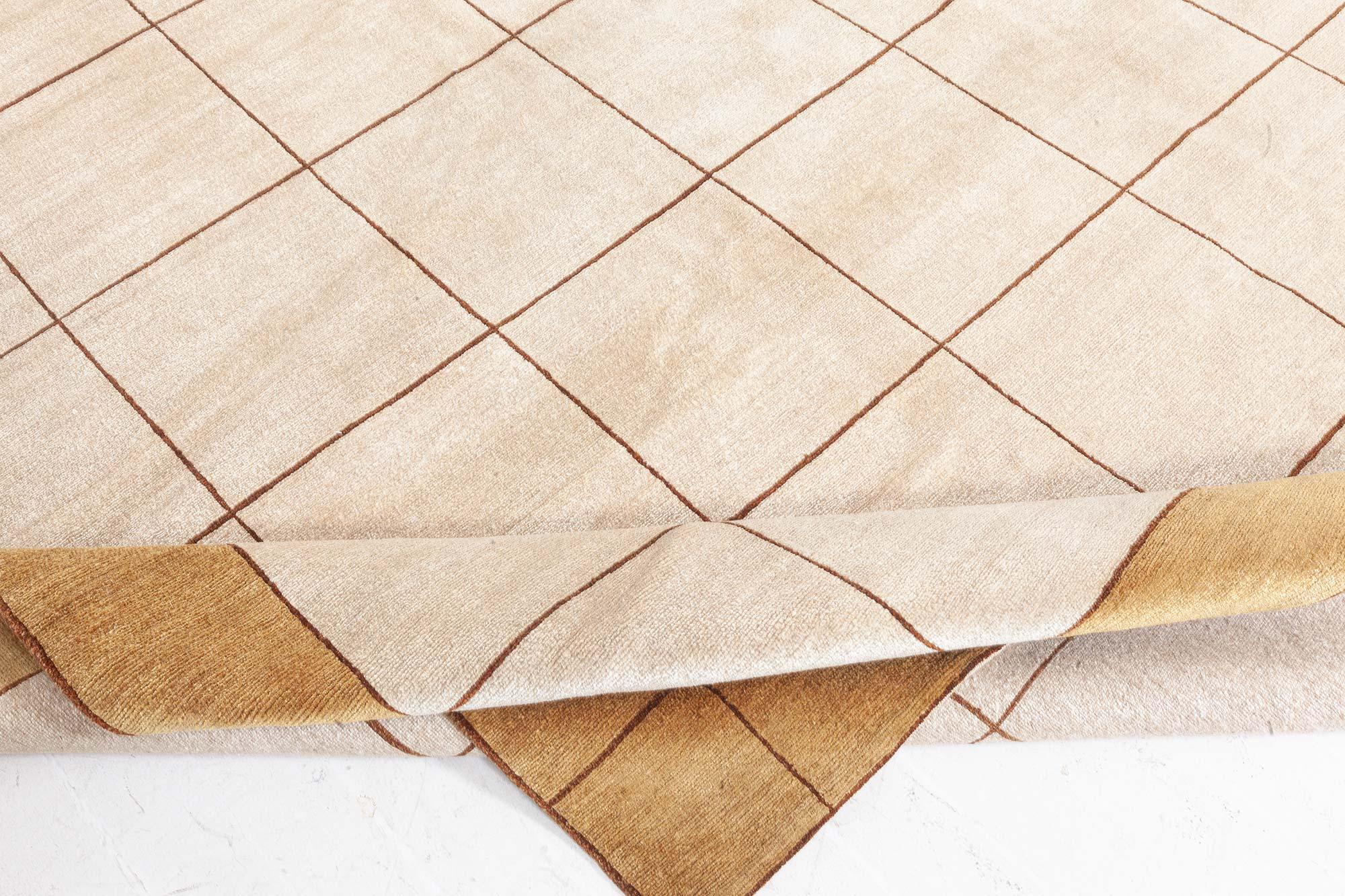 XXIe siècle et contemporain Tapis tibétain moderne géométrique en soie par Doris Leslie Blau en vente