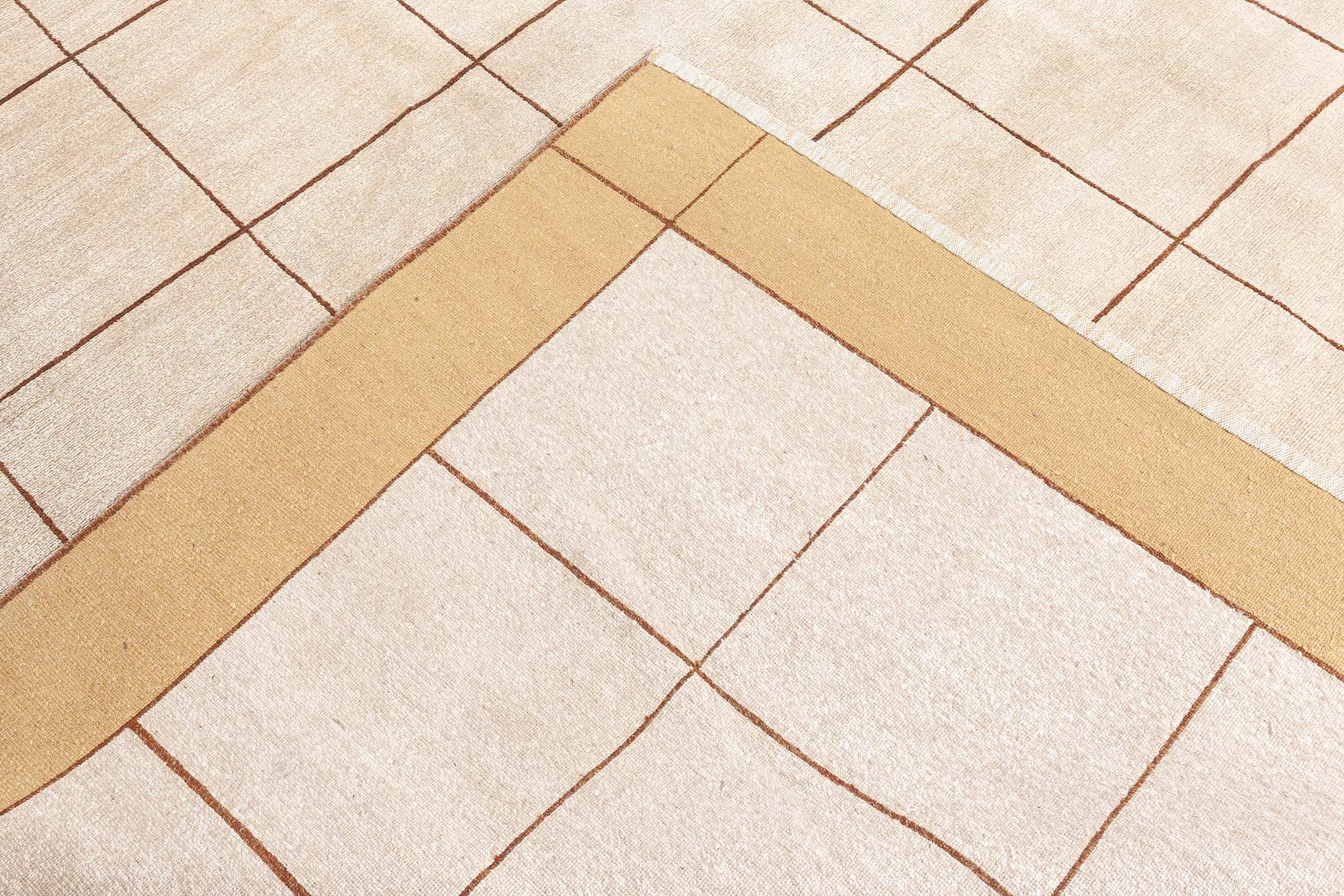 Soie Tapis tibétain moderne géométrique en soie par Doris Leslie Blau en vente