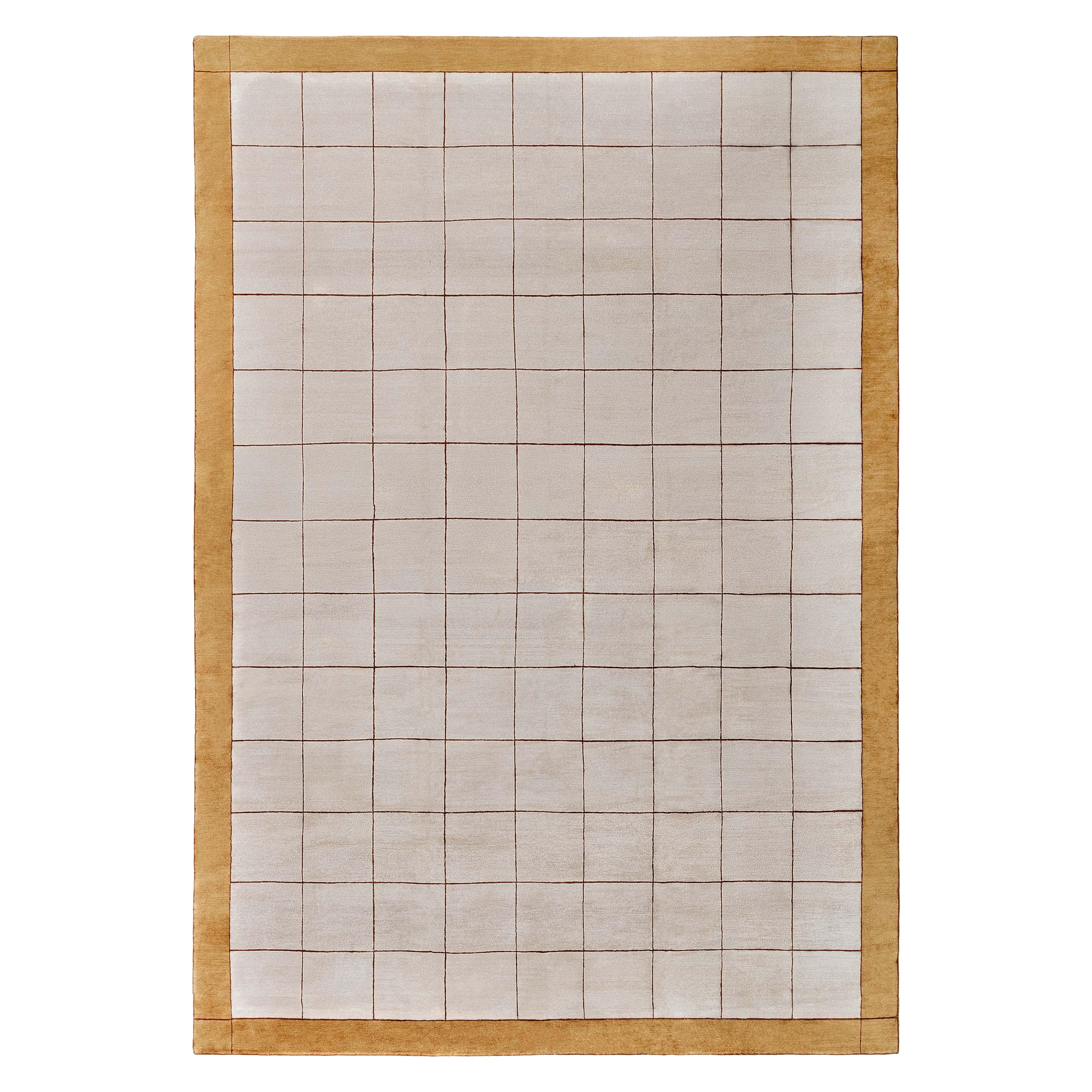 Alfombra de seda geométrica tibetana moderna de Doris Leslie Blau en venta