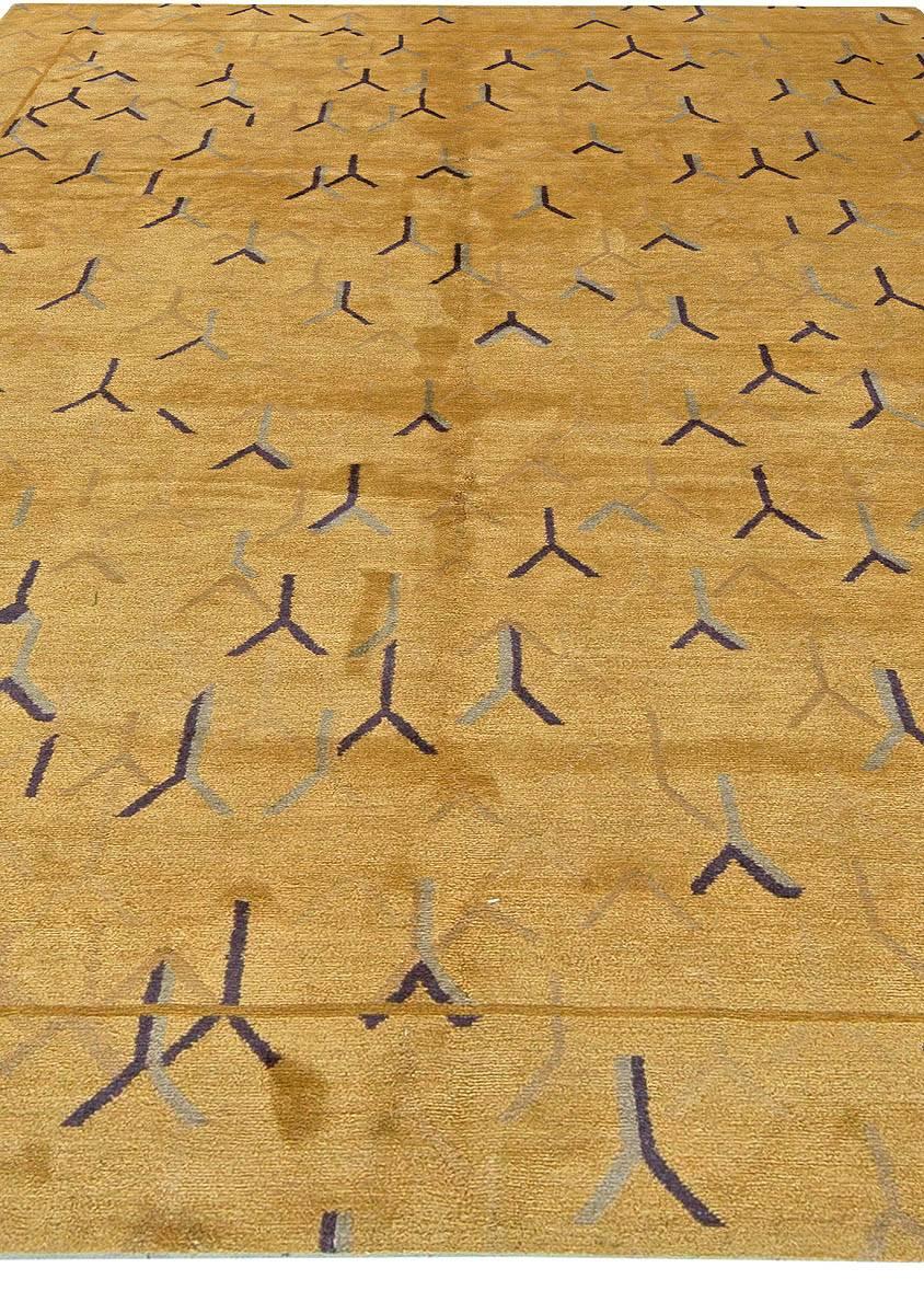 Modern Tibetan Gold and Yellow Handmade Wool and Silk Rug by Doris Leslie Blau In New Condition For Sale In New York, NY