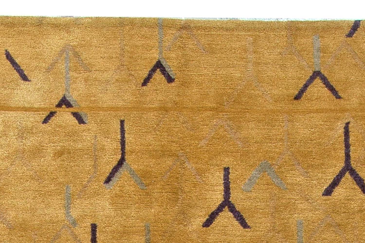 Contemporary Modern Tibetan Gold and Yellow Handmade Wool and Silk Rug by Doris Leslie Blau For Sale