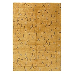 Modern Tibetan Gold and Yellow Handmade Wool and Silk Rug by Doris Leslie Blau