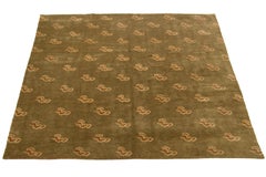 Tappeto tibetano moderno Greene & Greene in lana e seta con un design Art Deco