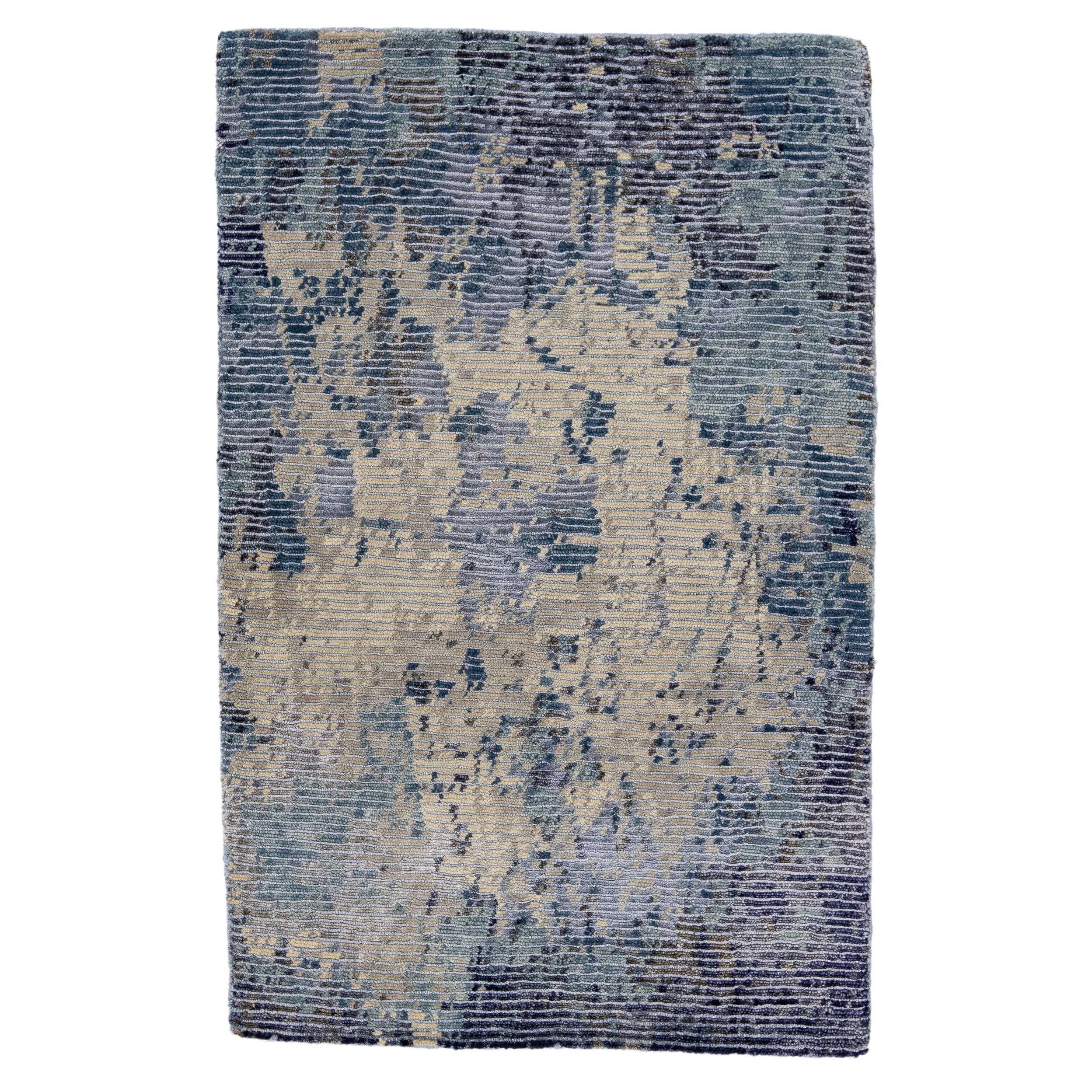 Tapis tibétain moderne bleu fait à la main en vente