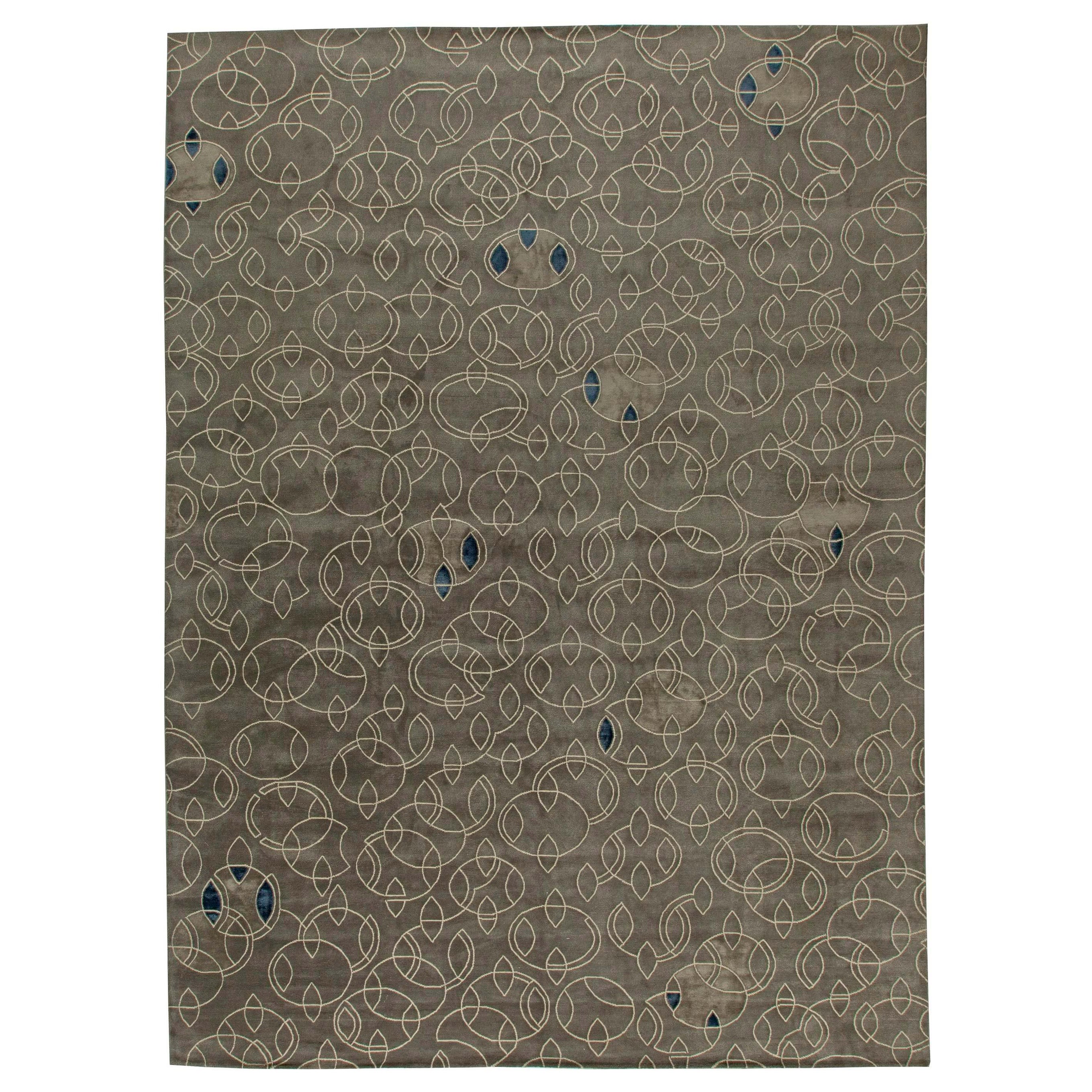 Modern Tibetan ‘Hummingbird’ Silk 
Wool Rug by Doris Leslie Blau For Sale