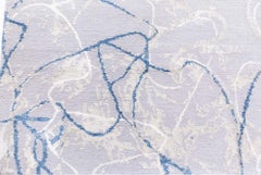 Modern Tibetan Ink Ondulations Hand-Knotted Wool & Silk Rug by Doris Leslie Blau