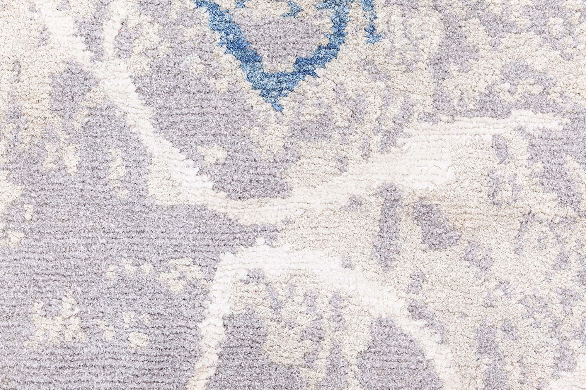 Moderner Tibetischer Tinte Ondulationen Handgeknüpfter Teppich aus Wolle und Seide von Doris Leslie Blau (Art déco) im Angebot
