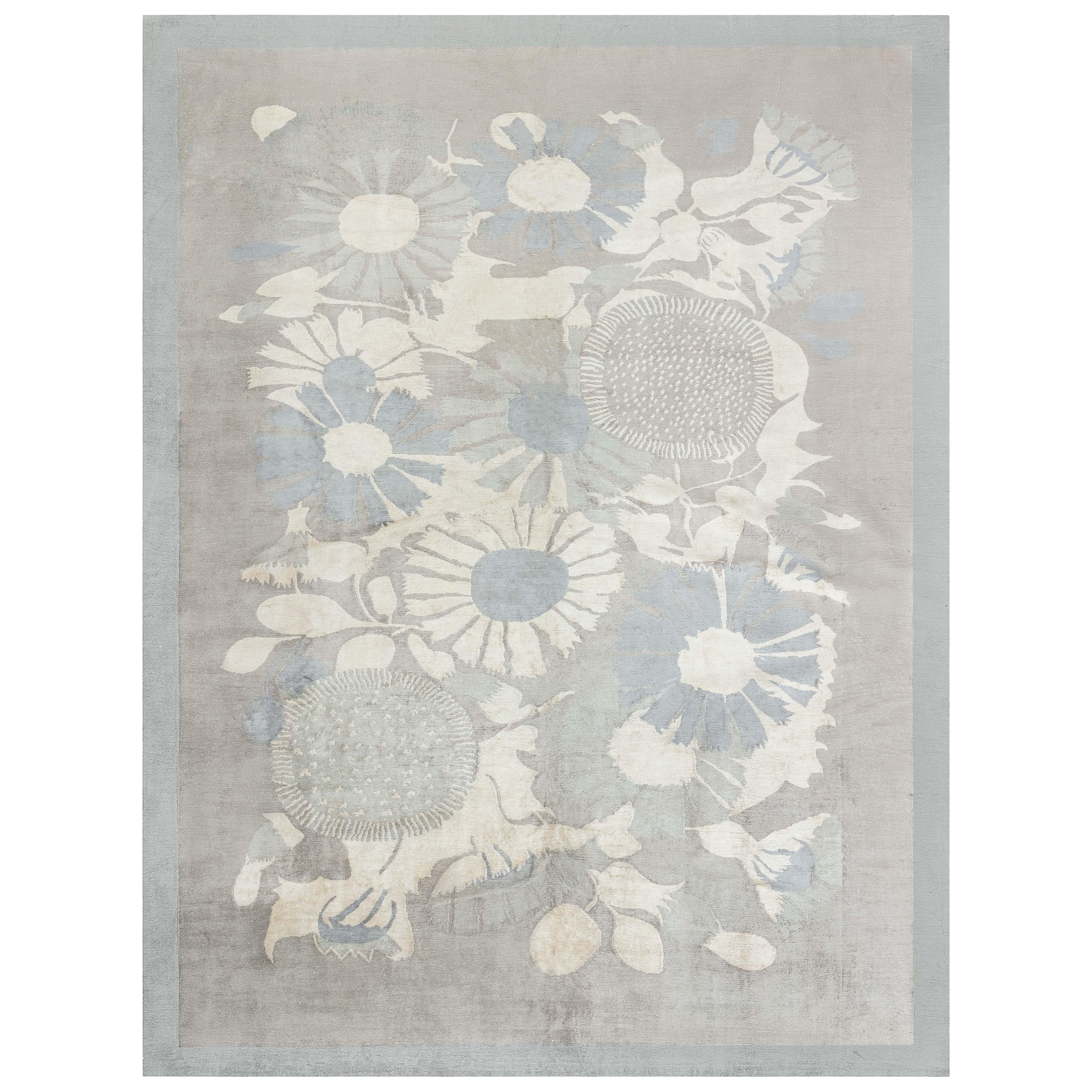 Tappeto di seta tibetano moderno 'Lily Design II' di Doris Leslie Blau
