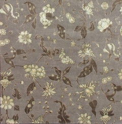 Modern Tibetan/Nepalese Wool and Silk Rug with All-Over Design with Flowers