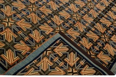 Modern Tibetan Ningxia Style Handmade Geometric Pattern Wool And Silk Rug