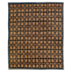 Tapis moderne tibétain de style Ningxia en laine et soie à motifs géométriques, fait à la main