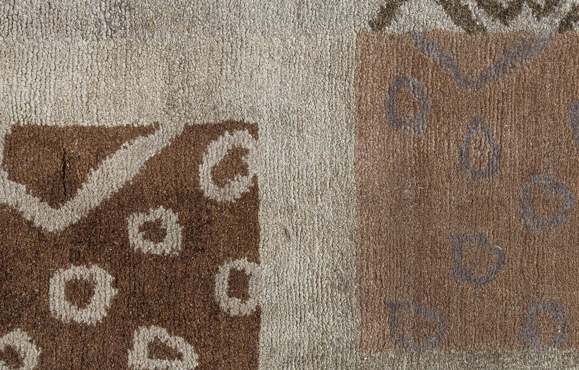 Modern Tibetan Patchwork Rug in Earth Tones by Doris Leslie Blau.
Size: 6'0