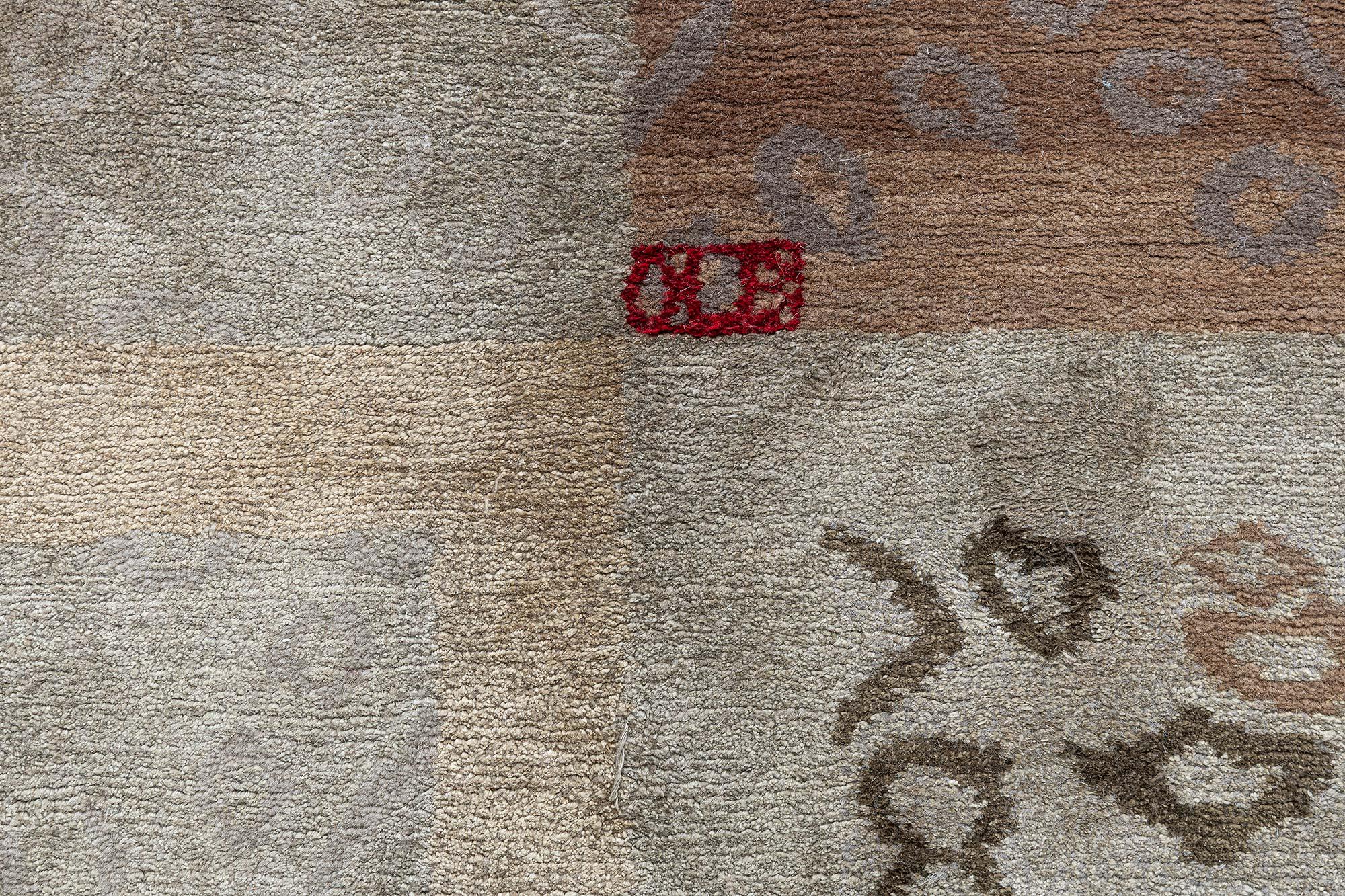 Modern Tibetan Patchwork Rug in Earth Tones by Doris Leslie Blau In New Condition For Sale In New York, NY
