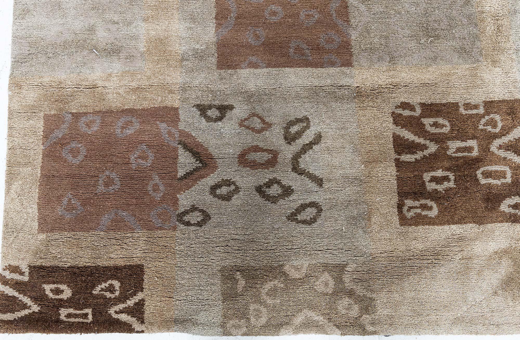 Modern Tibetan Patchwork Rug in Earth Tones by Doris Leslie Blau For Sale 2