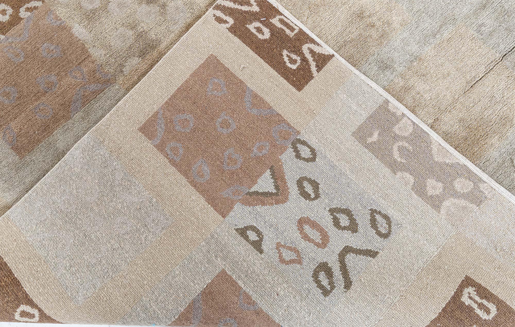 Modern Tibetan Patchwork Rug in Earth Tones by Doris Leslie Blau For Sale 3
