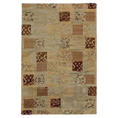Moderner tibetischer Patchwork-Teppich in Erdtönen von Doris Leslie Blau