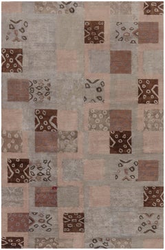 Modern Tibetan Patchwork Rug in Earth Tones by Doris Leslie Blau