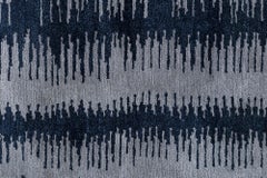 Modern Tibetan Silk “Car Wash” Striped Rug in Blue and Gray by Doris Leslie Blau