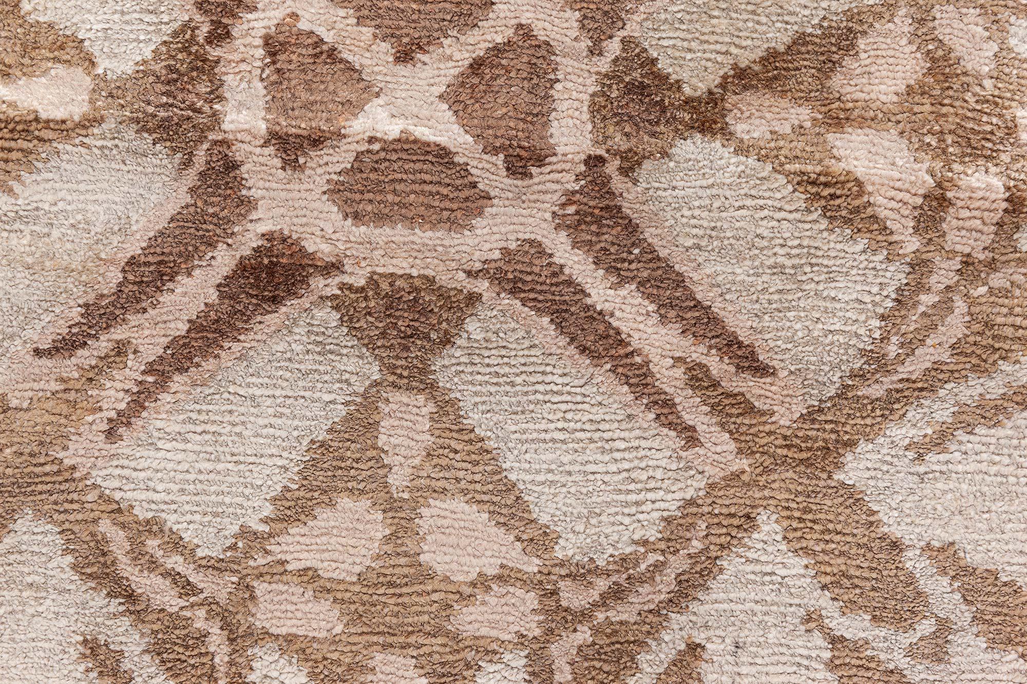 Modern Tibetan Silk Rug – “Cinnamon Lattice” Design by Doris Leslie Blau For Sale 2