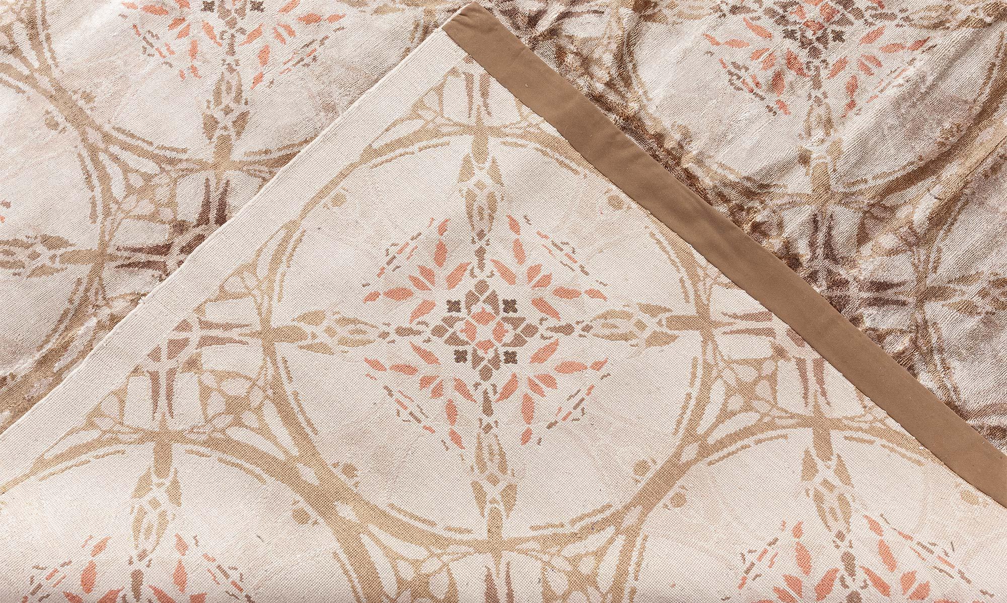 Modern Tibetan Silk Rug – “Cinnamon Lattice” Design by Doris Leslie Blau For Sale 3