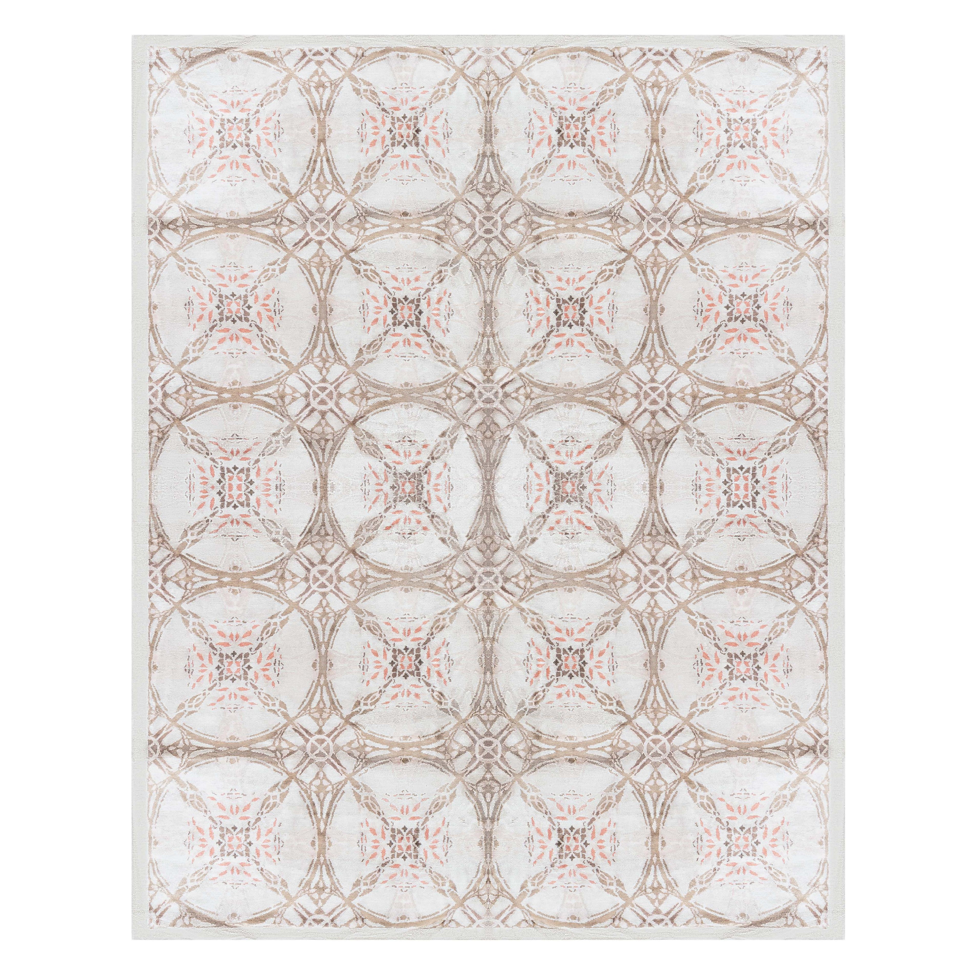 Tappeto moderno in seta tibetana - Design "Cinnamon Lattice" di Doris Leslie Blau in vendita