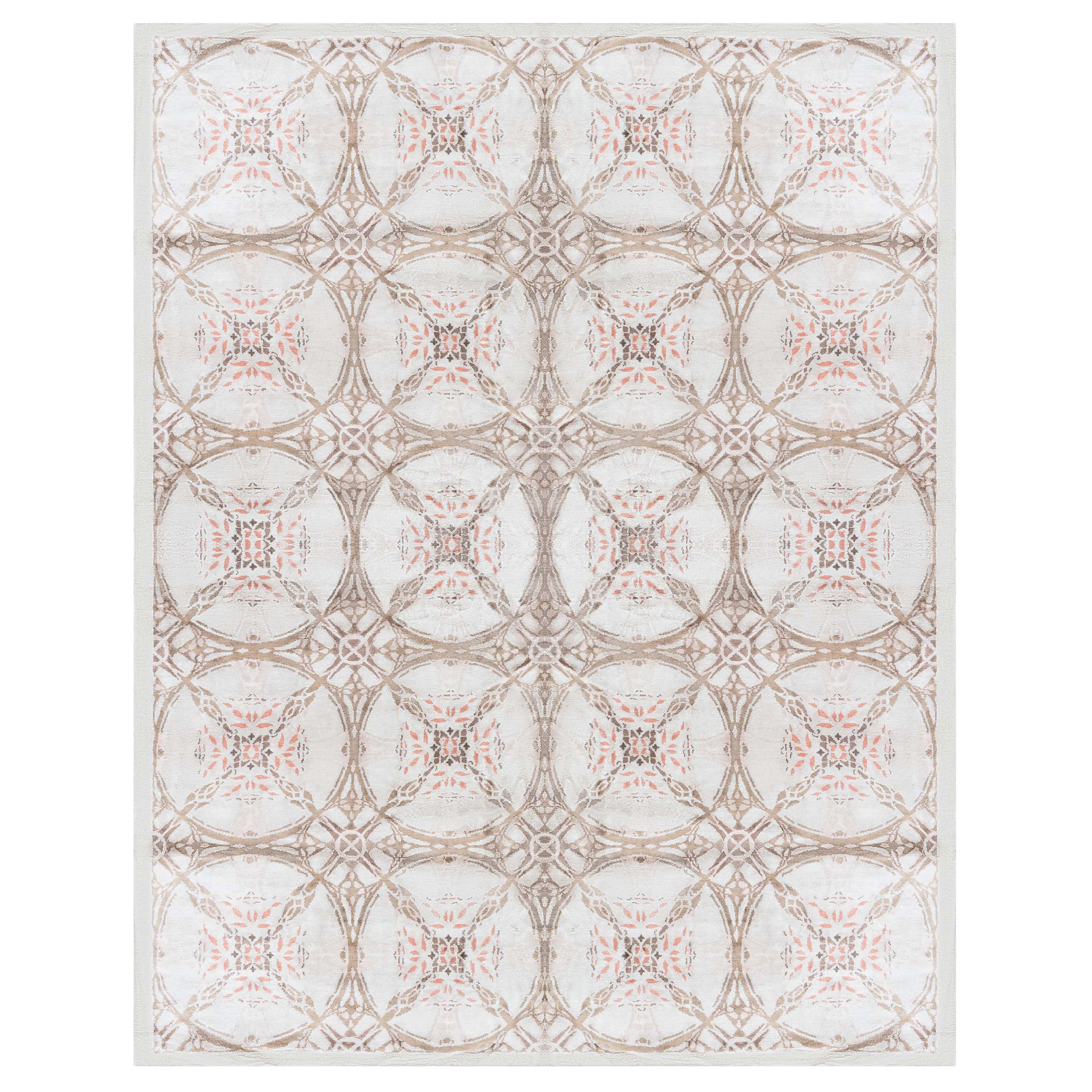 Modern Tibetan Silk Rug – “Cinnamon Lattice” Design by Doris Leslie Blau For Sale