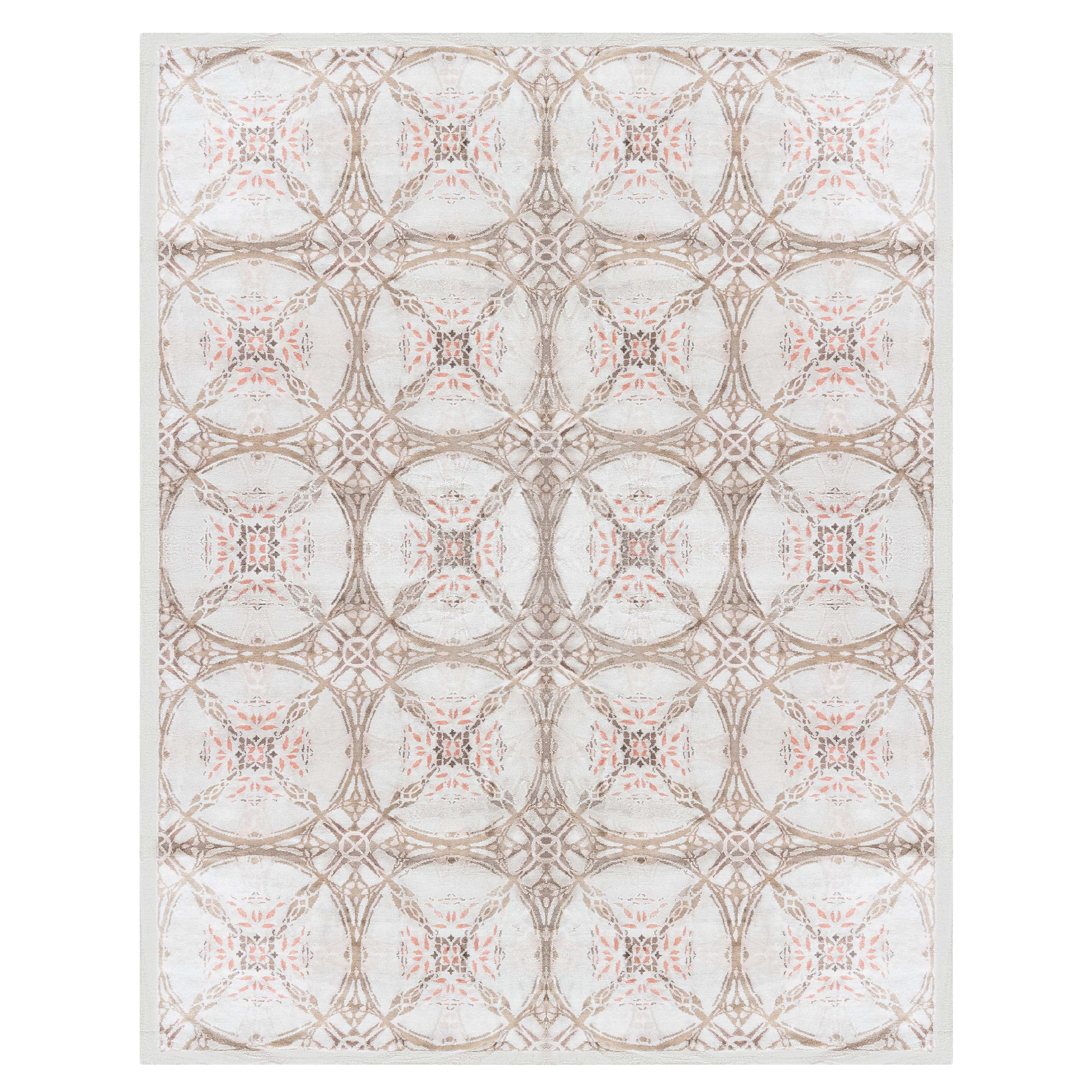 Modern Tibetan Silk Rug – “Cinnamon Lattice” Design by Doris Leslie Blau For Sale