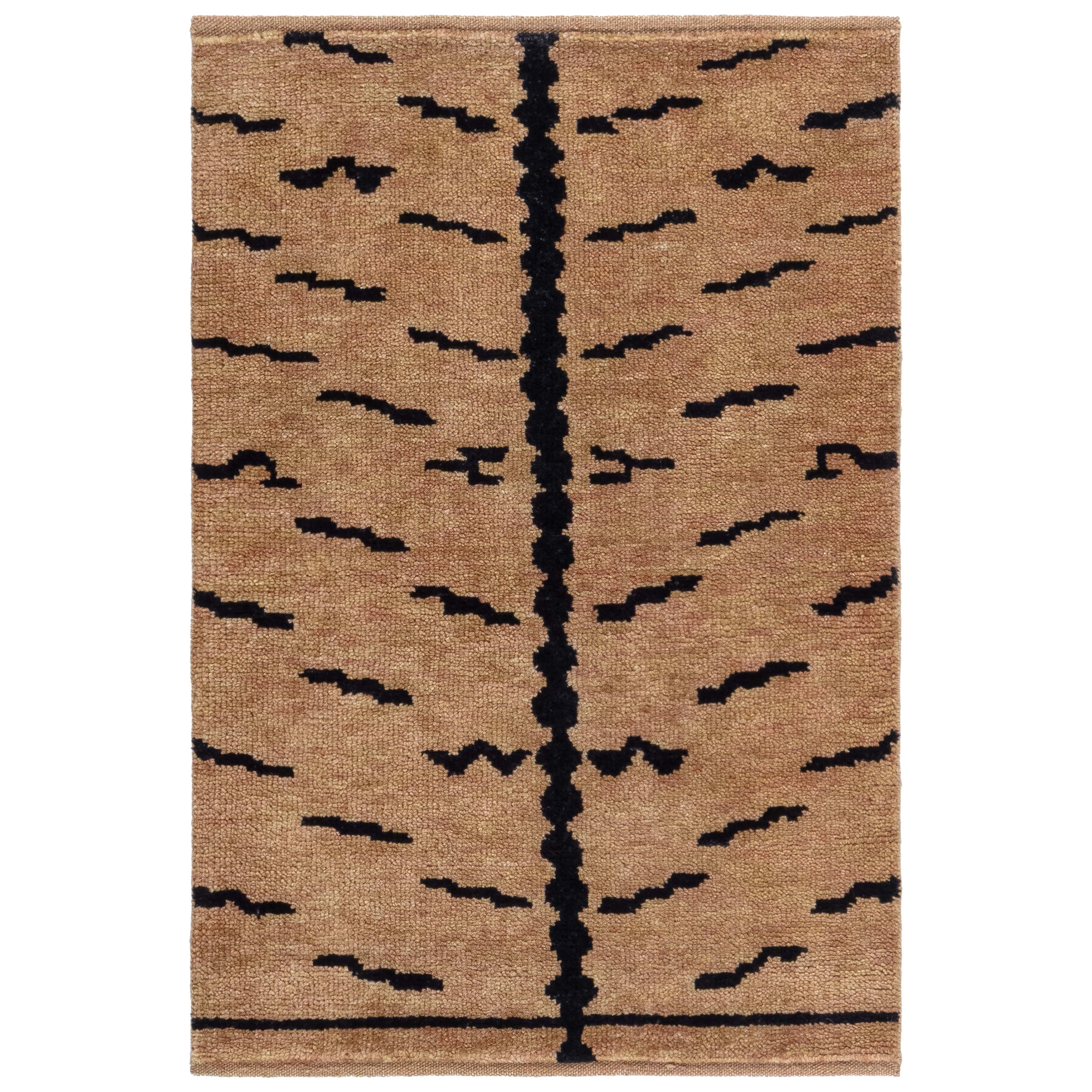 Tapis tibétain moderne "Tiger" en laine par Doris Leslie Blau