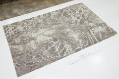 Modern Tibetan Wool & Silk Rug In Gray and Beige With Abstract Design