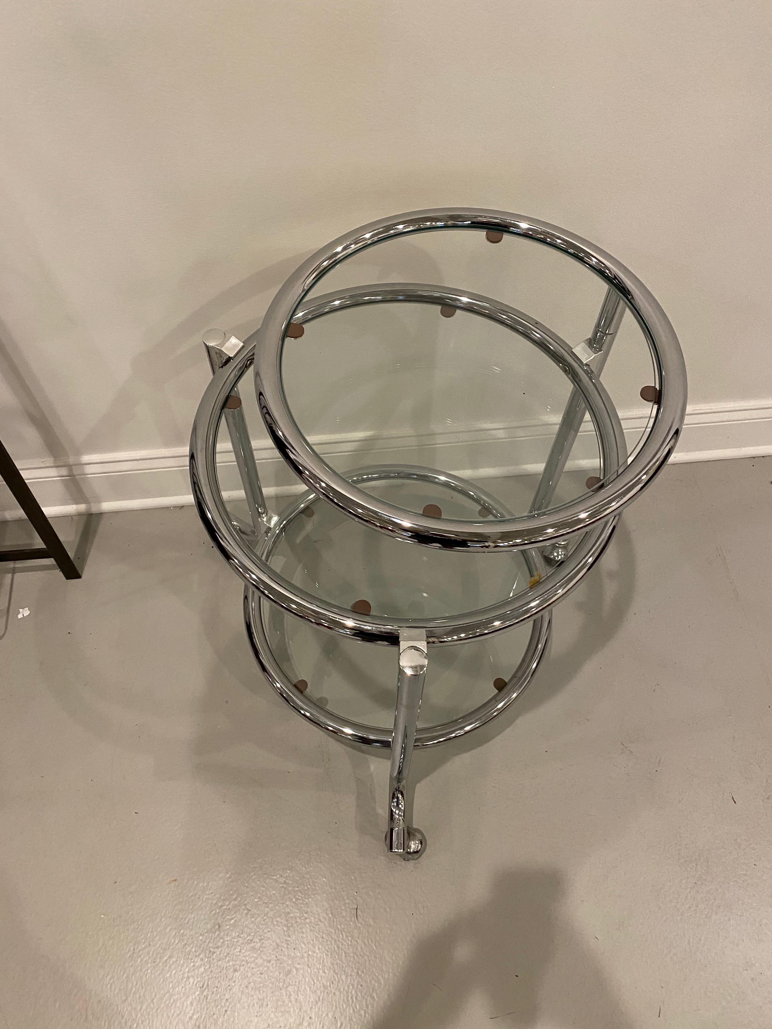 Modern Tiered Chrome Glass Side Table 1