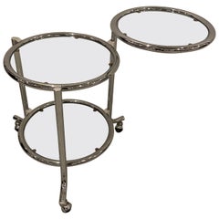 Modern Tiered Chrome Glass Side Table