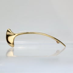 Modern Tiffany & Co. 18 Karat Gold Stylized Gingko Leaf Brooch or Pin