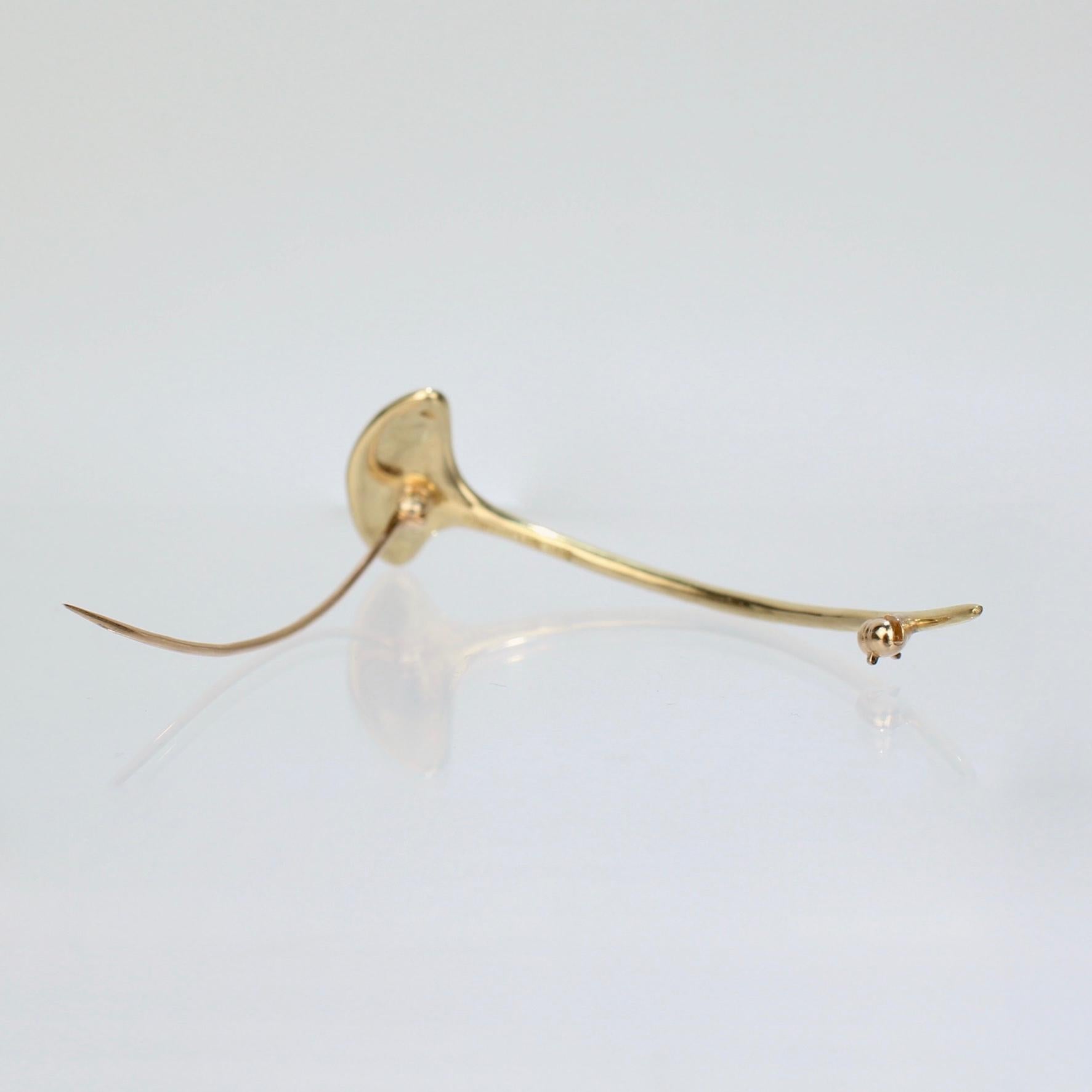 Women's Modern Tiffany & Co. 18 Karat Gold Stylized Gingko Leaf Brooch or Pin